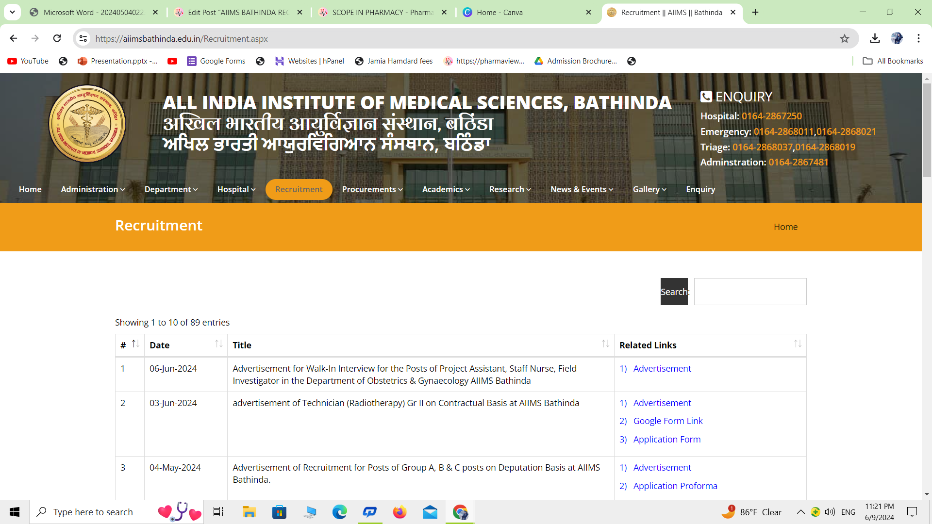 AIIMS BATHINDA RECRUITMENT 2024