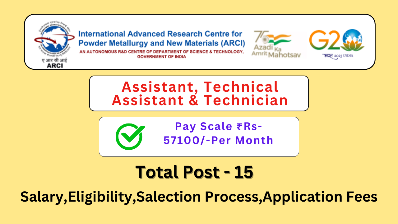 ARCI Hyderabad Recruitment 2024 